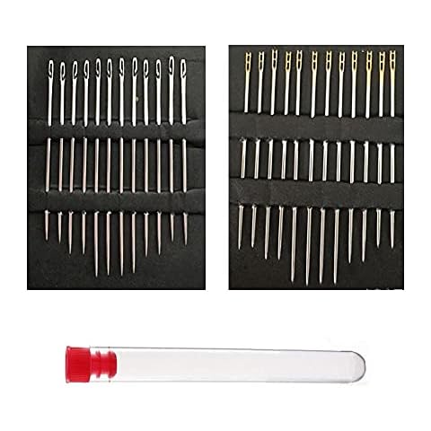 XINGSUI 24 Pcs Automatic Threading Needles, 12 Blind Needles for Each of 2 Styles, Automatic Threading Hand Sewing Needles, Suitable for Blind and Elderly Darning Needles Cover