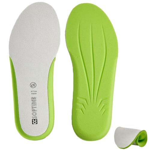 CCSOFTIME Comfort Leather Memory Foam Insoles for Kids Women Men Thin Cushion Inner Soles Breathable Pigskin Inserts for Trainers Work Boots Walking Hiking Shoes EU33