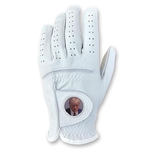 100% Cabretta Leather Golf Gloves with President Donald Trump Mugshot Mug Shot Ball Marker Right Hand and Left Hand Adult Men's Youth Boys Womens Golf Gloves (Adult-Large LH (Fits Right Hand))