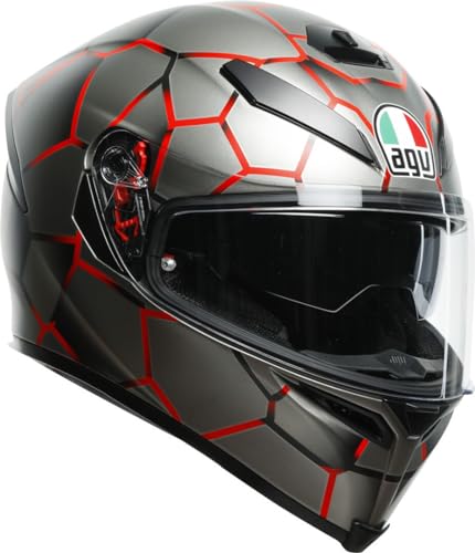 AGV K-5 S Vulcanum casque moto intégral gris rouge taille 58 ML aérodynamique