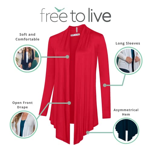 Image of Free to Live 3 Pack Long Sleeve Cardigan for Women Open Front Dressy Casual Fall Draped Lightweight Sweaters Cover Up Shrugs