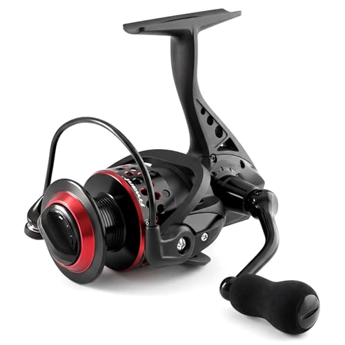 Frwanf FRWANF-SF Carrete de Pesca Spinning Ligero con Doble Bobina de Aluminio, Relación de Engranajes 5.2:1, Freno Máximo 39.7 lb, Cuerpo de Nylon y Fibra de Vidrio Resistente al Agua Salada Rojo y Dorado miniatura 3