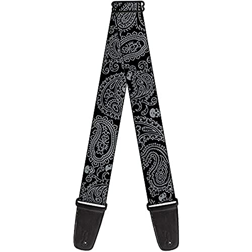 Buckle-down Sangle de guitare Bandana/Skulls Black/Silver - Les Beatles, Paul McCartney, John Lennon, RIngo Starr, George Harrison Buckle-down Sangle de guitare Bandana/Skulls Black/Silver