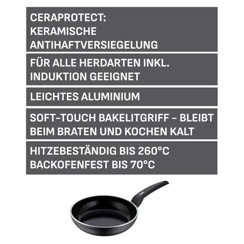Foto von Silit Messino Bratpfanne 28 cm, Aluminiumpfanne Induktion beschichtet, Keramikbeschichtung, Kunststoffgriff, backofenfest bis 70 Grad, für alle Herdarten geeignet
