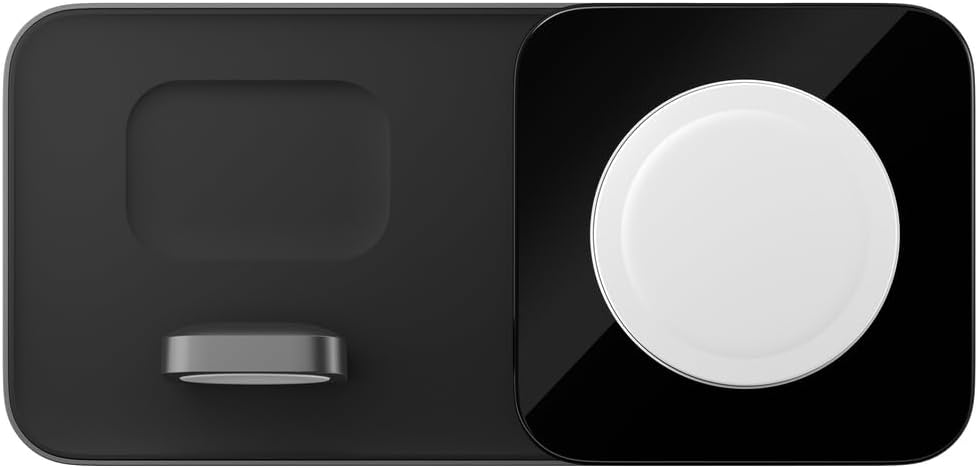 Base One Max Carbide Apple Charging Station 2nd Gen, 3 in 1 Wireless Charging Station, Airpods, iPhone and Watch Charging Station, Apple Charging Station for Multiple Devices Magsafe Charging Stand
