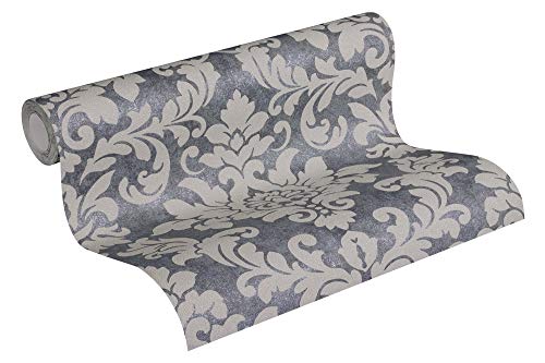 Livingwalls papier peint intissé Trendwall papier peint baroque papier peint effet pailleté 10,05 m x 0,53 m beige gris métallisé 372701 37270-1