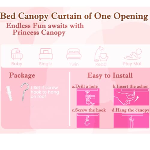 Mosquitera para cama matrimonial dosel arcoíris de techo y cortinas de princesa infantiles 8
