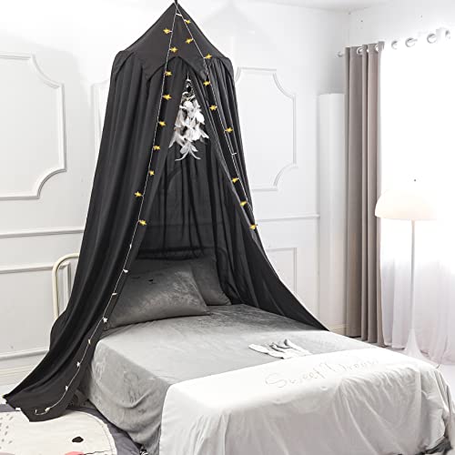 Akiky Bed Canopy For Kids Boys Baby Bed With Lights,Dream Catcher,Hanging Canopy For Indoor Outdoor Castle Canopy For Reading Nook House Decoration (Black) #TOP1