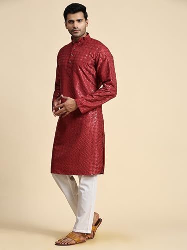 Image of Pro-Ethic Style Developer Mens Indian Traditional Cotton Kurta Sets, Men Kurta Set Indian Wedding Dress (A-117)