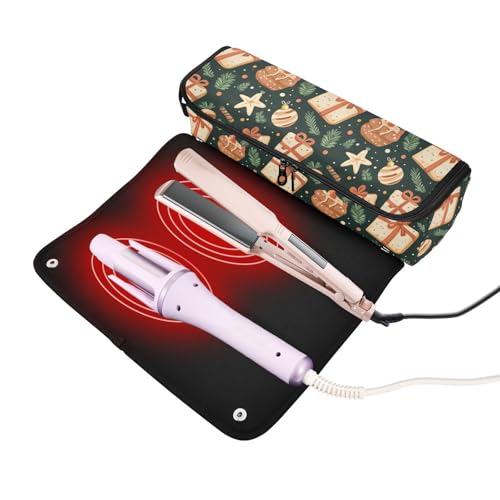Bolsa de viaje Festive Elements Marble para herramientas de cabello, con tapete resistente al calor para planchas, rizadores y accesorios de cuidado capilar, organizador portátil miniatura 2