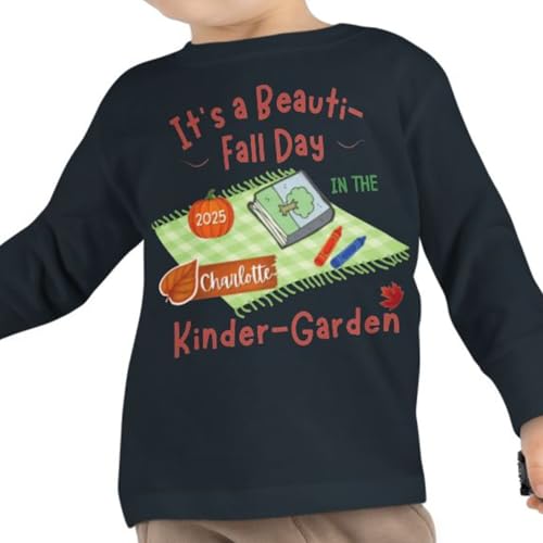 Custom Kindergarten Long Sleeve Tee/Beautiful Fall Day in Kinder Garden/Cute Fall Toddler Tee/Kid Autumn School Long Sleeve2