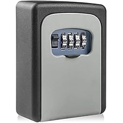 Candado Con Clave Para Guardar Llaves Newpop Caja de Seguridad para Llaves con código de 4 dígitos, Impermeable y Resistente a la corrosión Pared cajetin Llave combinación para hogar, Garaje, Escuela, Oficina, Gimnasio (Gris)