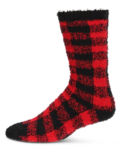 MeMoi Men's Buffalo Plaid Fuzzy Warm Cozy Crew Sock3