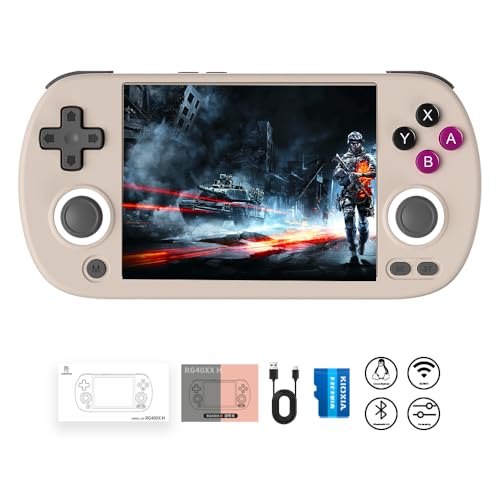 RG40XX H Retro Handheld Game Console RG40XXH Portable Gaming Console with 4'' IPS Screen Linux System Built-in 64G TF Card Preloaded Games 5000+ RG40XX H Supports 5G WiFi Bluetooth 4.2 Grey