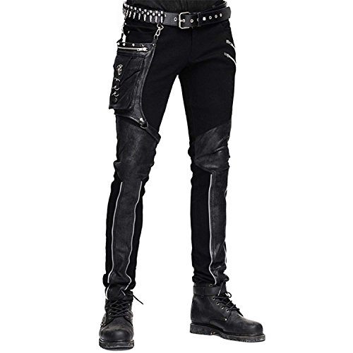 Casual Pants for Men Punk Patchwork Straight Trousers with Pocket - Main Image