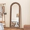 Cassilando full length mirror arched 65×24 wood wall full length distressed large floor mirror for living room bedroom entrancecoffee  urban country home decor