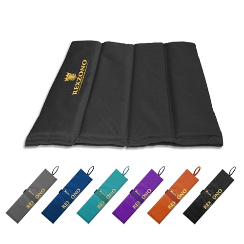 REXZONO Colchoneta plegable para sentarse, impermeable, resistente a la humedad, portátil, con aislamiento térmico, para camping, senderismo, picnic, pesca, parques (negro, compacto)