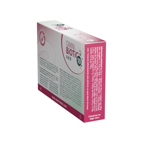 OMNi BiOTiC 10 AAD | 10 sobres (50 g) | 10 cepas bacterianas | 10 mil millones de bacterias por dosis diaria | Polvo | Con inulina | Vegano | Sin gluten | Sin lactosa | Para uso diario