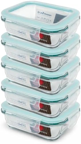 Kit 5 Potes de Vidro Herméticos 370ml – Tampa com Trava, Vedação ...