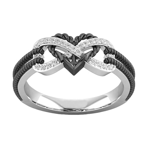 Infinite Love Heart Shaped Ring Set for Her and Him Silver Celtic Dragon Ring Matching Lover Couple Rings for Wedding Bands Anniversary Engagement Promise Rings Bridal Sets3
