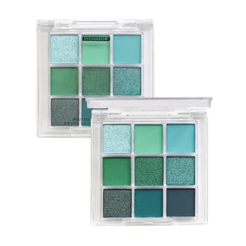 Paleta de sombra de ojos verde: paletas de sombras de ojos perladas mate pigmentadas de 9 colores | Sombra de ojos cosmética cosmética resistente al agua, maquillaje profesional de etapa para un