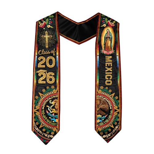 GritSon Graduation Stole Mexican Aztec Patterns Estolas De Graduacion Mexican Graduation Sash Cross Graduate Stole 5
