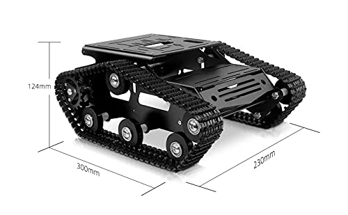 smart robot car chassis kit aluminum alloy big tank chassis with 2wd motors for arduinoraspberry pi diy rc shock absorbing tracked robot car toys - learning kit black
