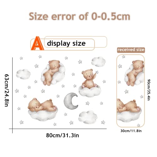 Tedy Bear Wall Decor, Tedy Bear Sleeping On The Moon And Stars Wall Stickers Cartoon Cute Tedy Bear Decals Extra Stars Wall Decor For Kids Baby Room Interior Nursery Tedy Bear Decoration #TOP1
