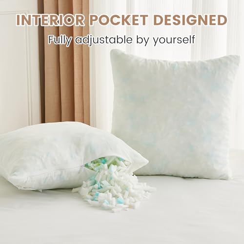 SimpleOpulence-Square-18×18-Pillow-Inserts-Set-of-2-Shredded-Foam-Cooling-Throw-Pillow-Inserts-for-Decorative-Cushion-Bed-Couch-Sofa-White SimpleOpulence Square 18×18 Pillow Inserts Set of 2 Shredded Foam Cooling Throw Pillow Inserts for Decorative Cushion Bed Couch Sofa White