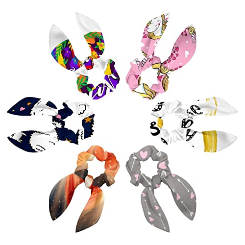 Chouchous doux écharpe pour femme : lot de 6 accessoires cheveux avec nœud papillon rose