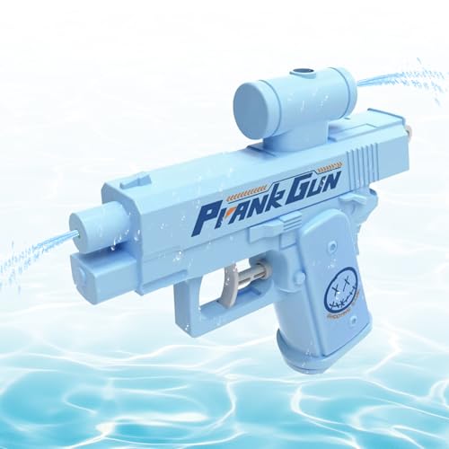 CUVZORA Pistola de agua de broma, pistola de agua inversa de la parte delantera y trasera, juguete de cuerda ideal para el verano, la piscina, la playa y las bromas