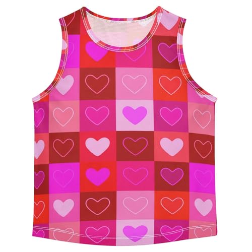 J JOYSAY Heart Square Fuchsia Boys Tank Top Sleeveless Muscle Shirts Quick Dry Kids T-Shirts 3-15T