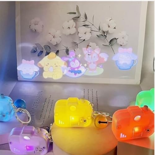 Image of Mini Projector Camera Toy with Bell, Plastic Multicolor Design, Light Projection Feature, Cartoon Keychain for Kids