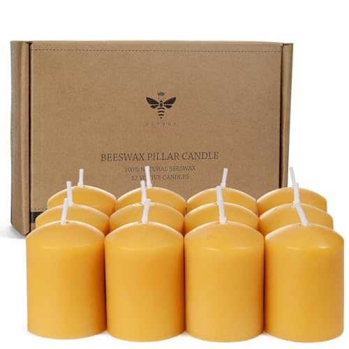 Beeswax Votive Candles-12 Pack Natural Small Votives Set for Home