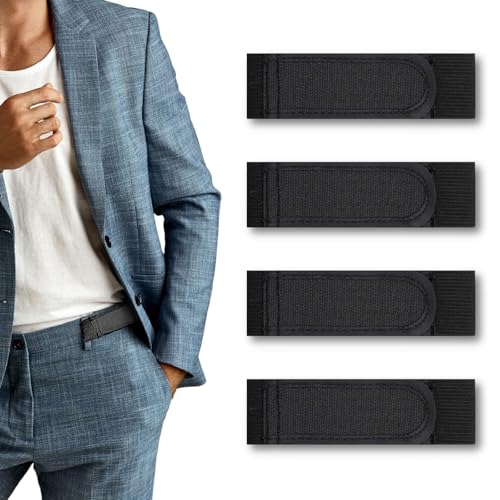 KEYRI 4 Piezas Cinturones Hombre, Cinturones sin Hebilla para Hombre Ajustable Invisible Cinturón Elástico Lateral sin Hebilla Unisex Cinturon Trabajo para Vaqueros y Trajes (Negro, L)