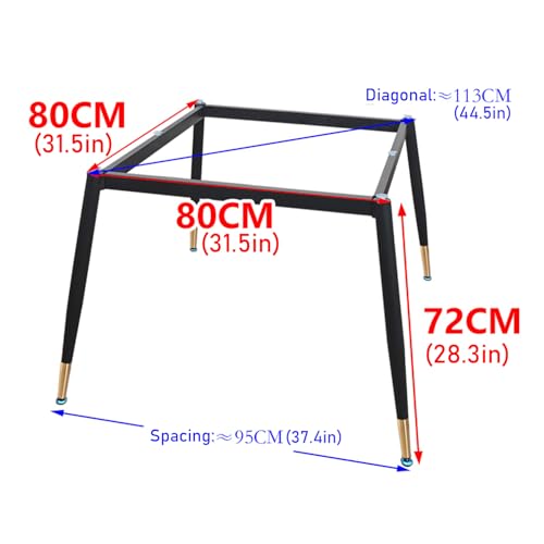 Metalowe przemysłowe nogi stołowe z przyssawkami, solidna podstawa stołu do jadalni, domowe biurko biurowe, zastosowanie kuchenne, 80 cm x 80 cm x 72 cm, czarne i złote wykończenie
