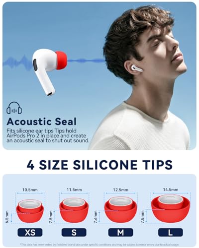 Image of 4 Pairs Replacement Ear Tips for AirPods Pro 2nd /1st (Red)
