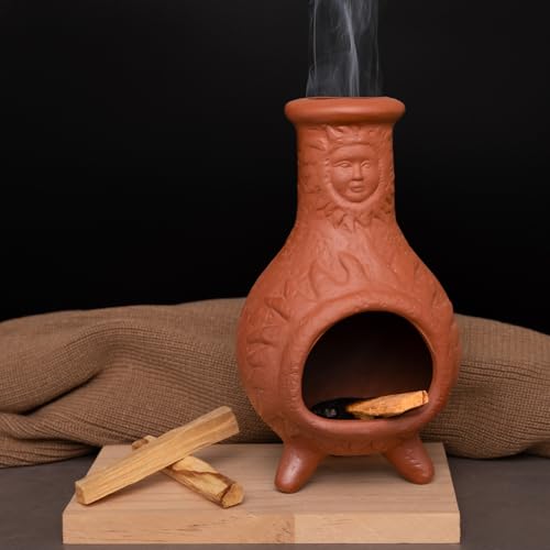 手作りテラコッタパロサントホルダー サンフェイスデザイン - セージ&コパル用ミニチミネア香炉 - 瞑想、ヨガ、アロマセラピーのための心のこもったギフト（Amazon）