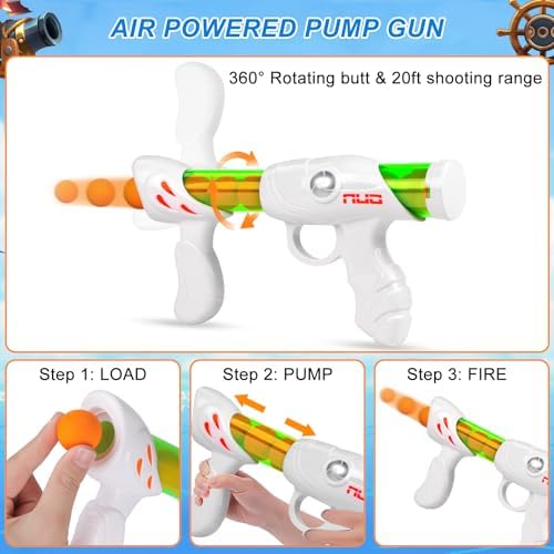 DX DA XIN Movable Target Set, Target Shooting, Toy Guns for Children with 2 x Popper Gun, Dual Battle Pistol and 18 Foam Balls, Toy for Boys, Role Play
