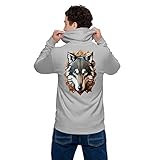 Générique Unisex Kapuzenpullover mit Reißverschluss, Wolf, Grau, Heather Gray, XX-Large