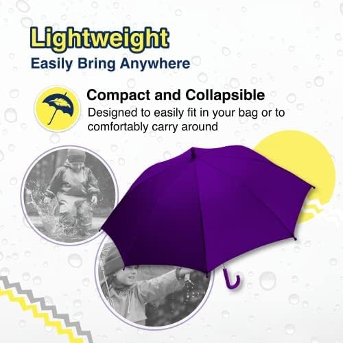 The Weather Station Children's Rain Umbrella, Manual Metal Folding Stick Umbrella, Windproof, Lightweight, Full Coverage Arc - Image 5