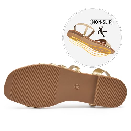 Trary Sandals for Women, Womens Sandals Shoes Square Open Toe Cute Strappy Women's Flats Sandals for Dressy Beach Summer Wedding Comfortable Casual Sandalias De Mujer3