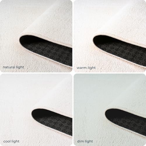 Tapis de salon super doux en polyester crème de haute qualité - 8