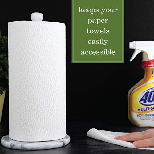 Homeries White Marble Paper Towel Holder – Deluxe Upright Towel Dispenser For Kitchen Countertop, Cabinet & Bathrooms – Non Steel & Non Plastic Design – Heavy Duty, Solid Standup Paper Towel Holders #TOP6