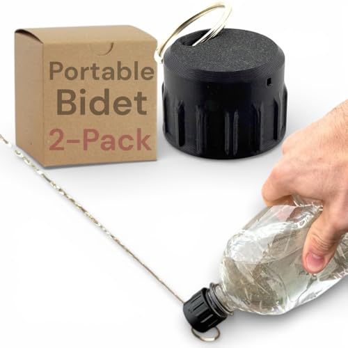 Portable Bidet for Toilet - 2-Pack with Keychain Travel Bidet Attachment Compatible with Most Bottles - Ultralight Personal Hygiene Sprayer for Camping, Hiking & Travel