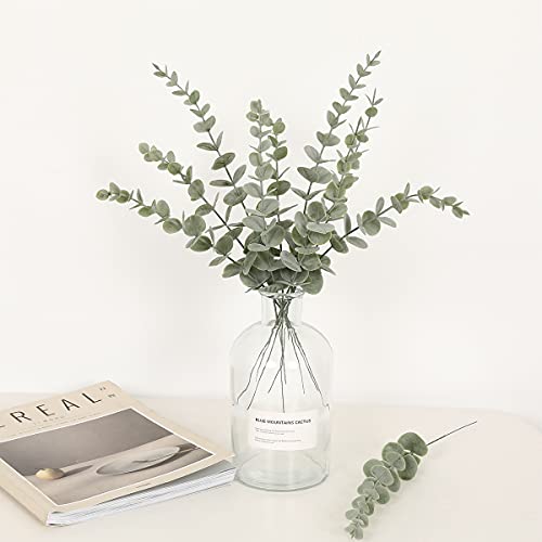 15 Pieces Artificial Eucalyptus Stems Real Touch, Fake Silver Dollar Leaves Faux Plants For Christmas, Flower Arrangement, Wedding Bouquets,Table Centerpiece, Home Decor #TOP3