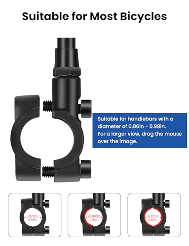 Bike Mirror Handlebar Mount Adjustable, Bike Mirrors for Ebike Bicycle Mirrors for Handlebars with Scratch Resistant Glass, Bike Rear View Mirror for Scooter, Motorcycle, Bike Accessory Left