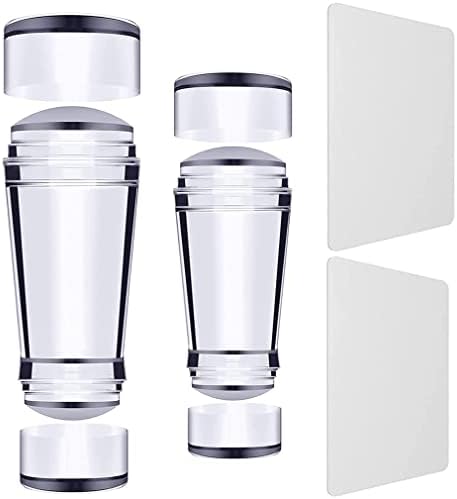 4 Pcs Clear Silicone Jelly Stamper for Nails, Nail Stamper and Scraper, Nail Design Stamp Kit, No Misplacement Professional Stamping Polish Sett for DIY Nail Decor(Double stamping head design)