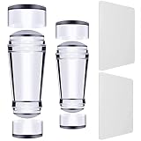4 Pcs Clear Silicone Jelly Stamper for Nails, Nail Stamper and Scraper, Nail Design Stamp Kit, No Mi