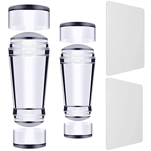 4 Pcs Clear Silicone Jelly Stamper For Nails, Nail Stamper And Scraper, Nail Design Stamp Kit, No Misplacement Professional Stamping Polish Sett For Diy Nail Decor(Double Stamping Head Design) #TOP27